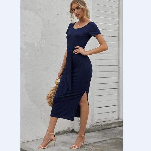 Ribbed Tie Front Dress - Picture 3 of 12